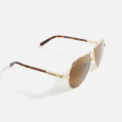 Fashion Gucci 002 Sunglasses Gold / Havana / Brown