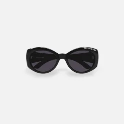Best Sale Balenciaga Acetate Front Logo Round Frame Shiny Black