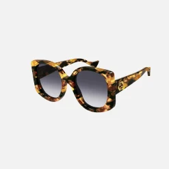 Cheap Gucci Acetate Round Frame Shiny Pique Havana