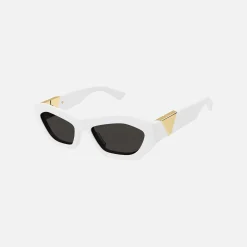 Sale Bottega Veneta Acetate Square Frame With Gold Triangle Hinge White With Grey Lens