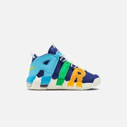 Flash Sale Nike Air More Uptempo Big Kids Shoes Deep Royal Blue / Opti Yellow / /Baltic Blue / Electric Algae