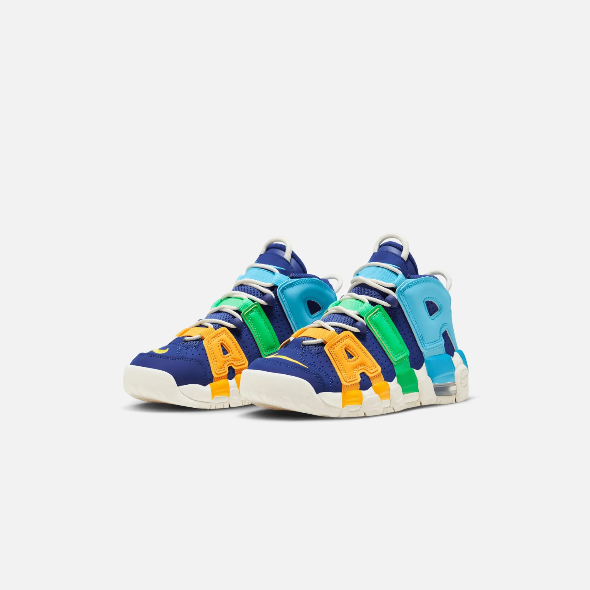 Flash Sale Nike Air More Uptempo Big Kids Shoes Deep Royal Blue / Opti Yellow / /Baltic Blue / Electric Algae