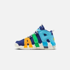 Flash Sale Nike Air More Uptempo Big Kids Shoes Deep Royal Blue / Opti Yellow / /Baltic Blue / Electric Algae