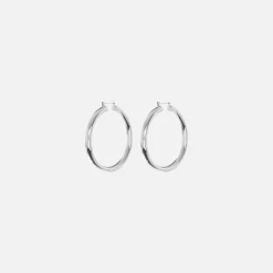 New Luv AJ Amalfi Tube Hoop Earrings Silver