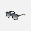 Discount Gucci Aviator Acetate Grey Lens Sunglasses Black