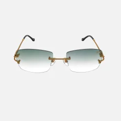Best Vintage Frames Bal Harbour Drill Mount 24Kt Yellow Gold Powder Green / Flash Purple