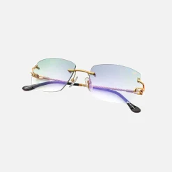 Best Vintage Frames Bal Harbour Drill Mount 24Kt Yellow Gold Powder Green / Flash Purple