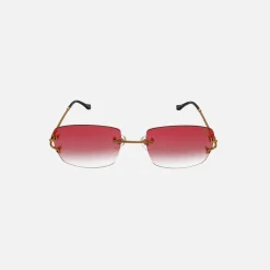 Best Vintage Frames Bal Harbour Drill Mount Sunglasses Gold Red Gradient