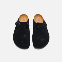 Cheap Birkenstock Boston Soft Footbed Black Suede