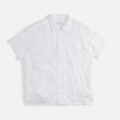 Store Engineered Garments Camp Shirt White Cotton Mixed Patchwork