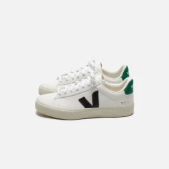 Sale Veja Campo Chromefree Leather Extra White / Black Emeraude / Green