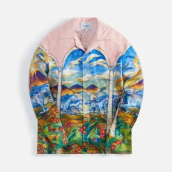 Cheap Casablanca Chevaux Sauvages Cuban Collar Long Sleeve Shirt Multi