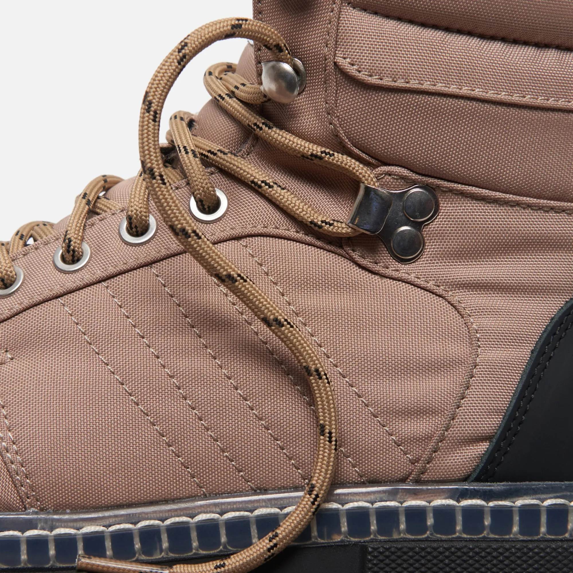 Hot Ganni Cleated Lace Up Hiking Boots Beige / Black