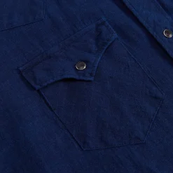Sale Engineered Garments Combo Western Shirt Navy Cotton Voile