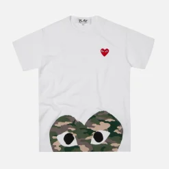 Cheap CDG Pocket Comme Des Garcons Play Bottom Camouflage Heart Tee White