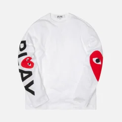 Discount CDG Pocket Comme Des Garcons Play Long Sleeve Tee White