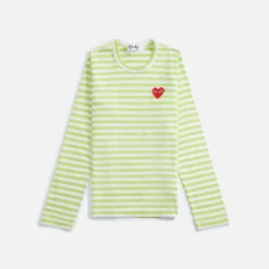 Store CDG Pocket Comme Des Garcons Women'S Play Long Sleeve Tee Light Green Stripe