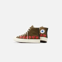 Fashion CDG Pocket Converse X Comme Des Garcons Cdg Play Chuck Taylor High Khaki / Multi Heart