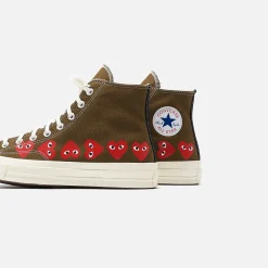 Fashion CDG Pocket Converse X Comme Des Garcons Cdg Play Chuck Taylor High Khaki / Multi Heart