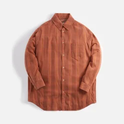 Best Sale Margiela Cotton Check Padded Shirt Brick Red