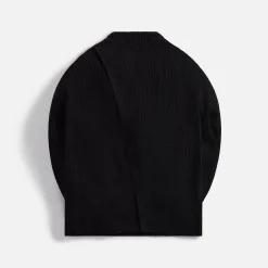 Clearance Jil Sander Cotton Rib Crew Neck With Wrap Back Black