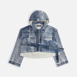 Hot Ottolinger Cropped Belt Denim Jacket Sand / Blue Paint