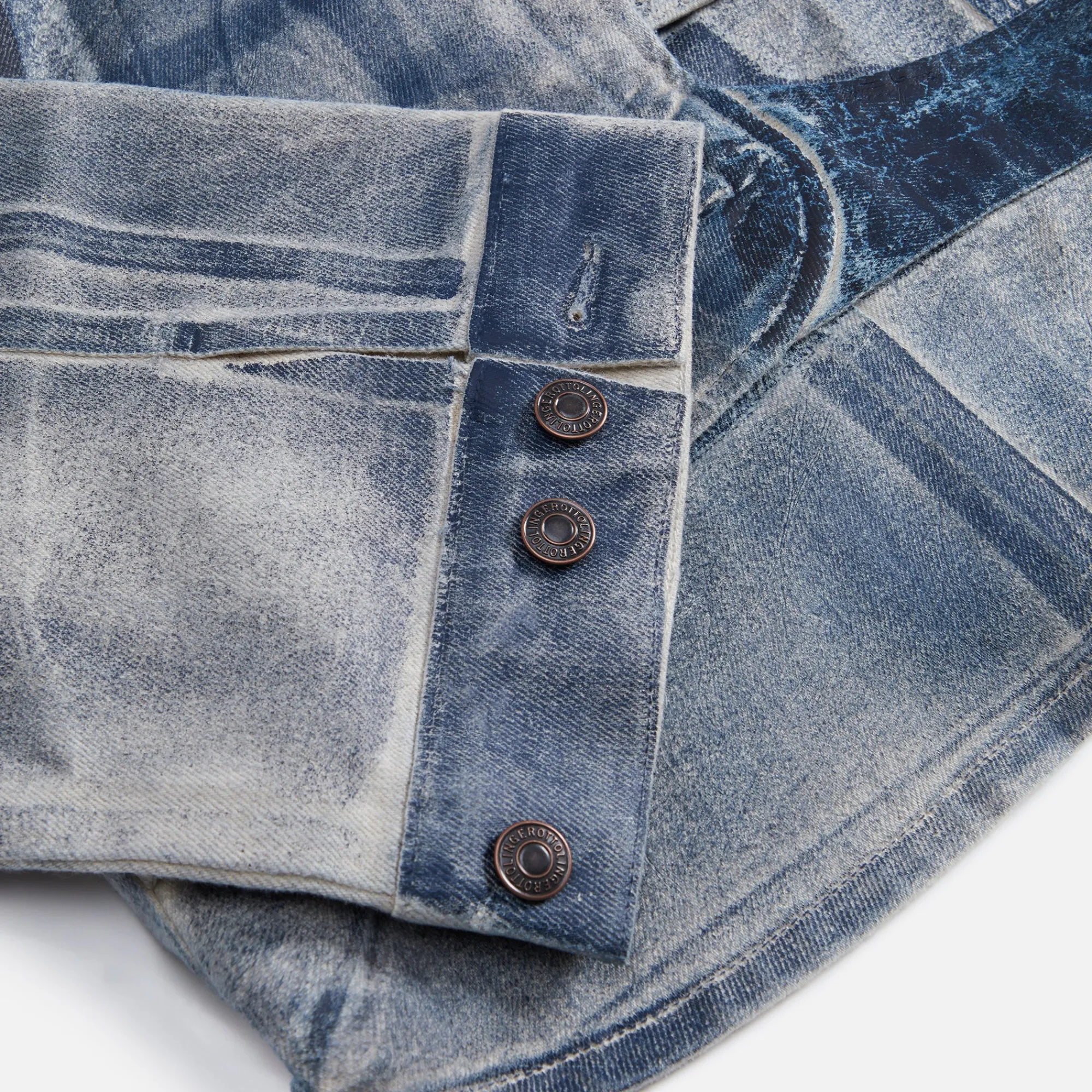 Hot Ottolinger Cropped Belt Denim Jacket Sand / Blue Paint