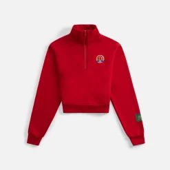 New Danzy Cropped Quarter Zip Sweatshirt Red