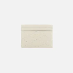 Clearance Saint Laurent Cross Hatch Card Holder Crema Soft