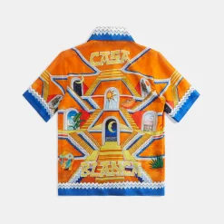 Fashion Casablanca Cuban Collar Shirt Silk Twill Escalier Infinity