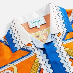 Fashion Casablanca Cuban Collar Shirt Silk Twill Escalier Infinity