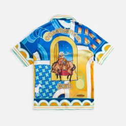 Clearance Casablanca Cuban Collar Short Sleeve Shirt Paysage / Yellow
