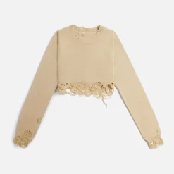 Cheap R13 Destroyed Cropped Pullover Khaki
