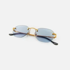 Best Vintage Frames Detroit Player Drill Mount Sunglasses Gold Blueberry