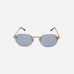 Best Vintage Frames Detroit Player Drill Mount Sunglasses Gold Blueberry