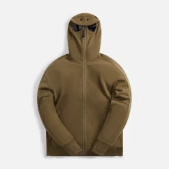 New CP Company Diagonal Raised Fleece Explorer Goggle Hoodie Khaki