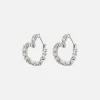 Discount Luv AJ Diamond Heart Bijoux Hoop Earrings Silver