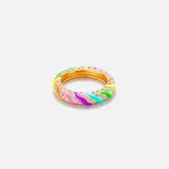 Clearance Yvonne Leon Diamond Torsade Twist Ring Yellow Gold / Rainbow