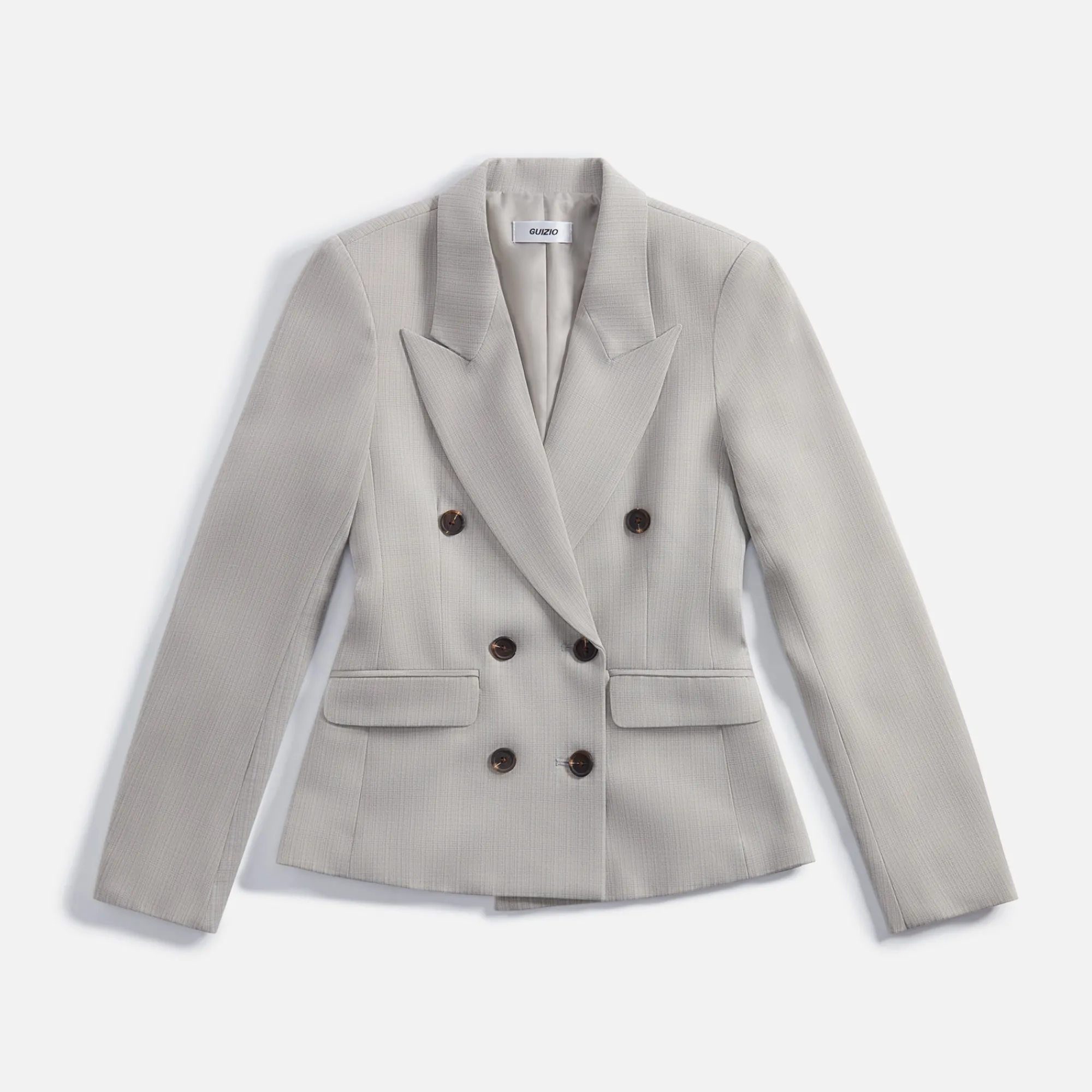 Store Danielle Guizio Double Breasted Blazer Light Grey Plaid