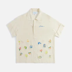 Outlet Casablanca Embroidery Logo Silk Shirt Off-White