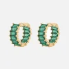 New Luv AJ Emerald Ballier Huggie Hoop Earrings Emerald Green / Gold