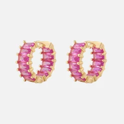 Cheap Luv AJ Emerald Ballier Huggie Hoop Earrings Pink / Gold