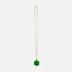 Clearance VEERT Enamel Flower Pendant W/ Chain Green