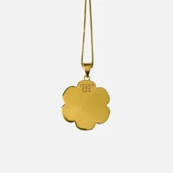 Clearance VEERT Enamel Flower Pendant W/ Chain Green