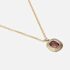 New Maor Equinox Large Charm Necklace In 18K Yellow Gold And Platinum With Garnet Gold / Platinum