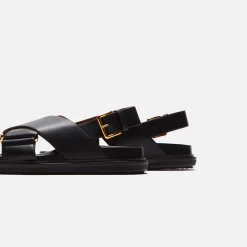 Discount Marni Fb Crisscross Sandal Smooth Calf Leather Black