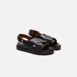 Discount Marni Fb Crisscross Sandal Smooth Calf Leather Black