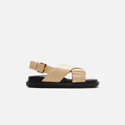 Online Marni Fb Crisscross Sandal Smooth Calf Leather Silk White
