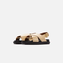 Online Marni Fb Crisscross Sandal Smooth Calf Leather Silk White