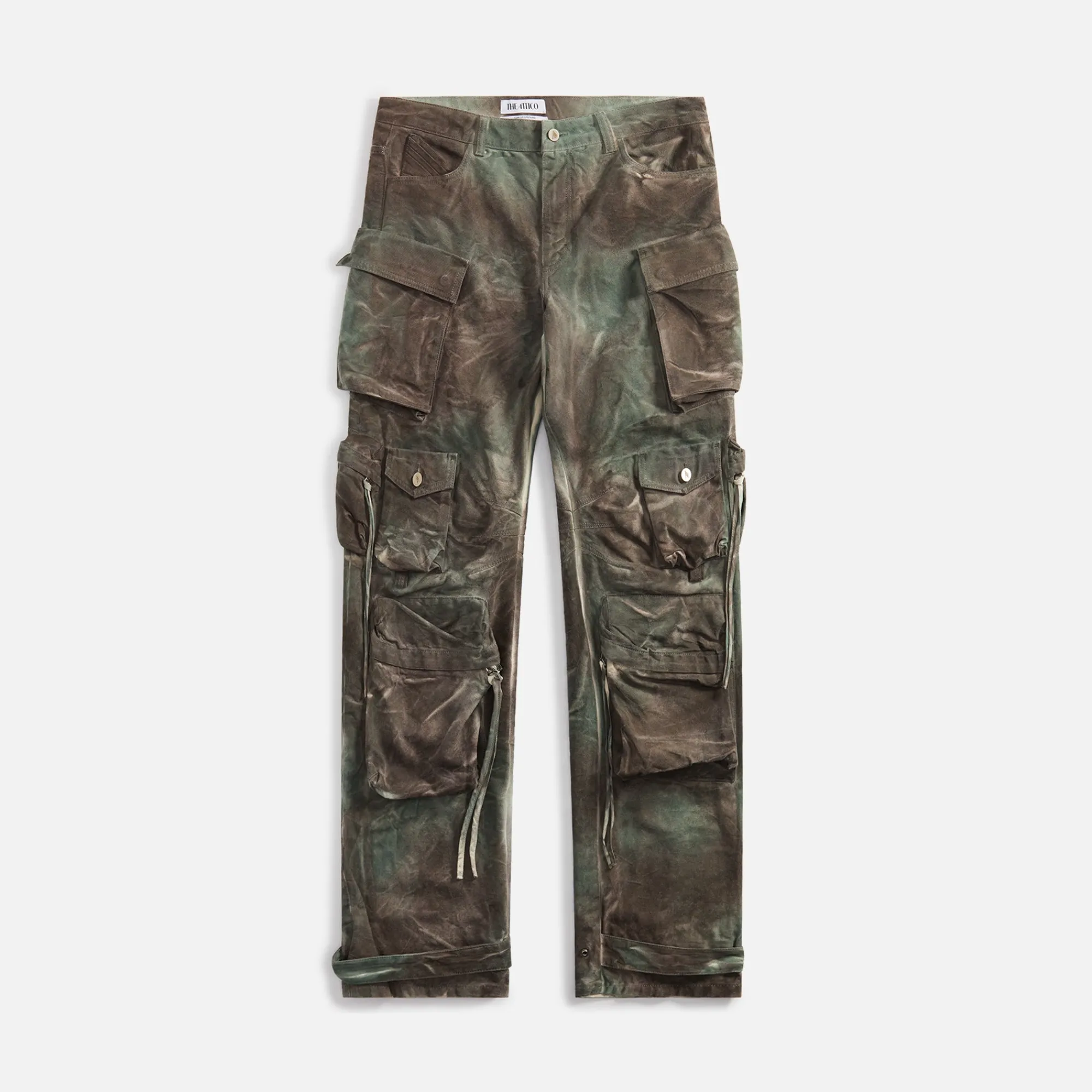 Best Sale The Attico Fern Long Pants Stained Green Camouflage